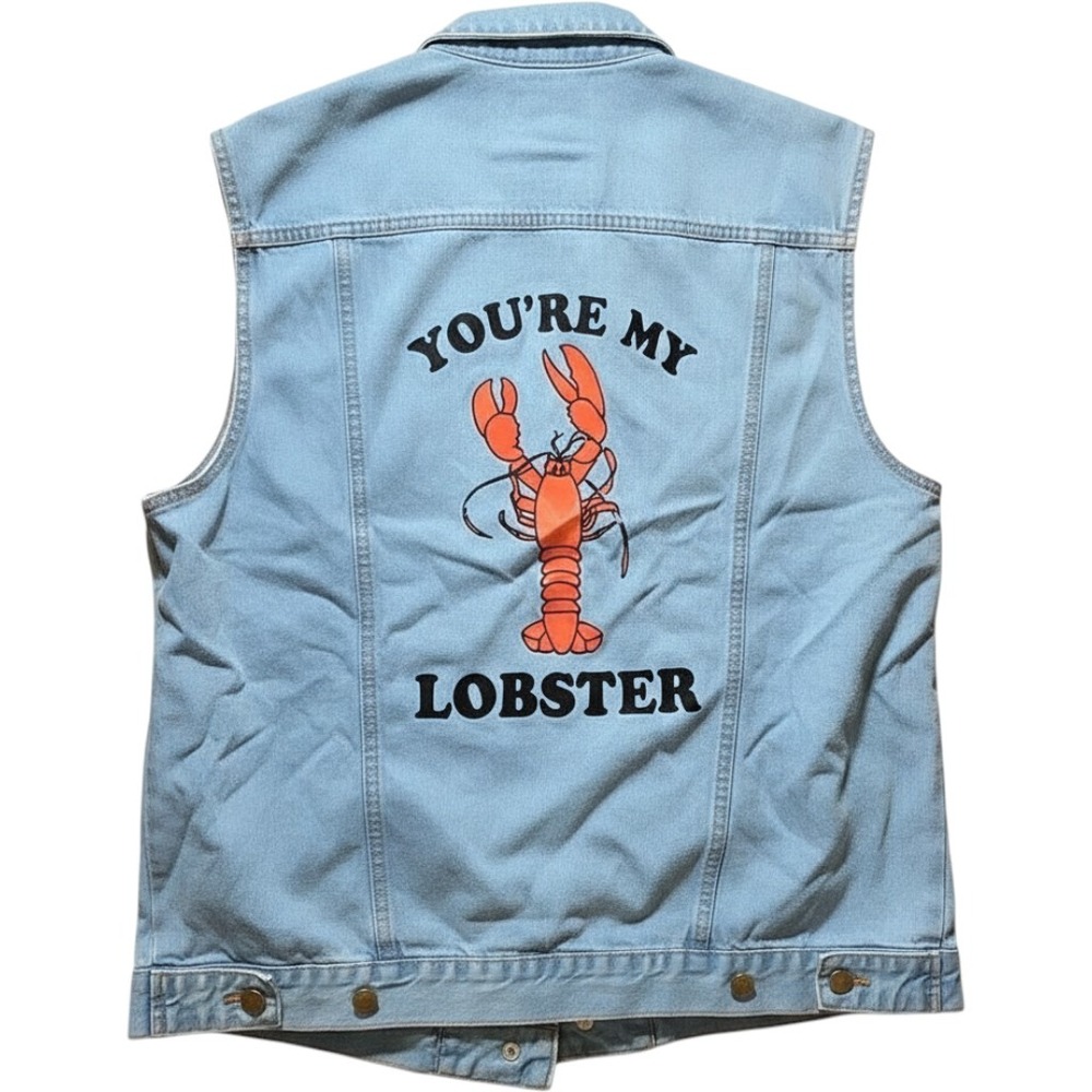 UNISEX L see mez Friends TV Show Your'e My Lobster Denim Vest‎ L Ross Rachel new
